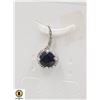 Image 1 : #55-HEATED BLUE SAPPHIRE & CZ PENDANT