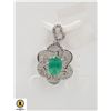 Image 1 : #77-UNHEATED GREEN AGATE &CZ PENDANT