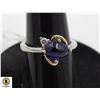 Image 1 : #293- HEATED BLUE SAPPHIRE & CZ RING SZIE 6.75