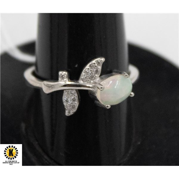 #45-UNHEATED ETHOPIA OPAL & CZ RING SIZE 8