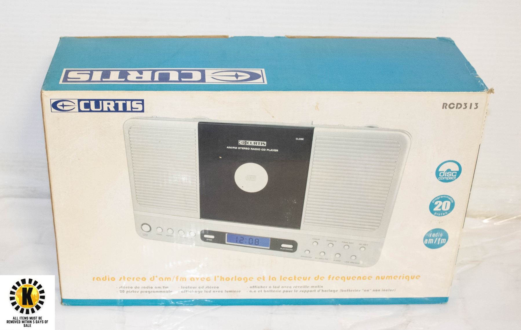 CURTIS AM/FM CD PLAYER WITH ALARM