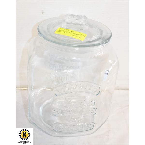 NEW GLASS PEANUT STORE DISPLAY JAR