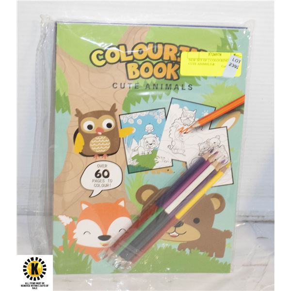 NEW SET OF 2 COLOURING BOOKS, CUTE ANIMALS &