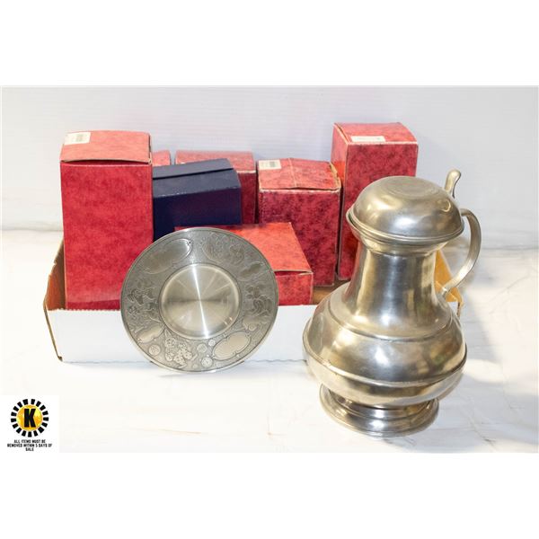 FLAT OF ASSORTED PEWTER DECOR