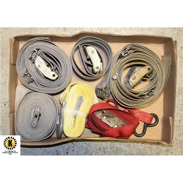 FLAT OF ASSORTED TIE DOWN STRAPS