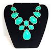 Image 1 : 10)  GOLD TONE WITH PEAR SHAPED TURQUOISE COLORED