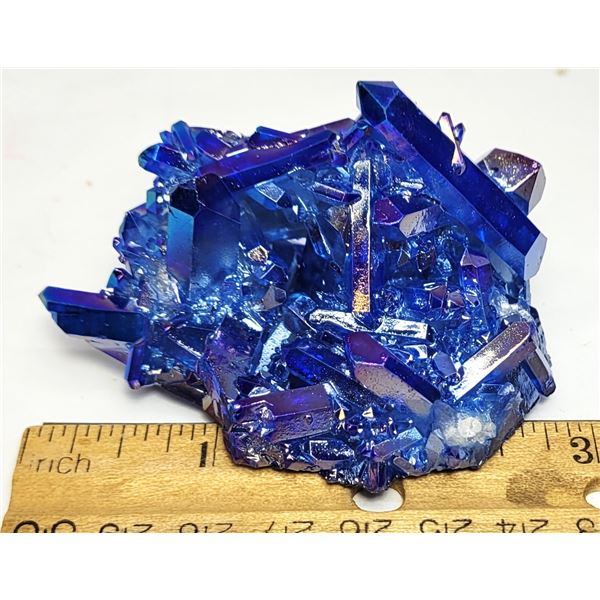 6)  BLUE QUARTZ CRYSTALS MINERAL SPECIMEN, 87.6