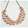 27)  GOLD TONE WITH PALE PINK STONES, 18" NECKLAC