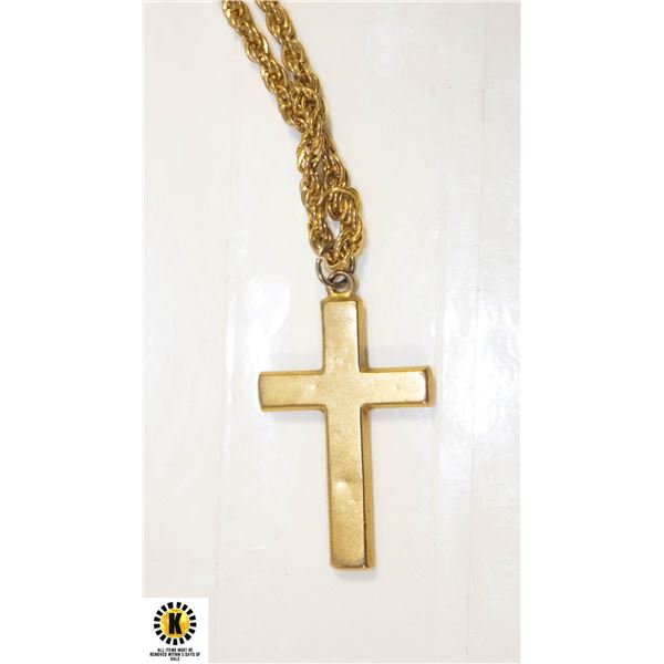 ESTATE CROSS PENDANT WITH LONG ROPE STYLE