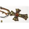 Image 1 : VINTAGE GEMSTONE ESTATE CROSS PENDANT