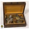 Image 1 : BOX FILLED WITH VARIOUS OLD WORLD COINS ETC.