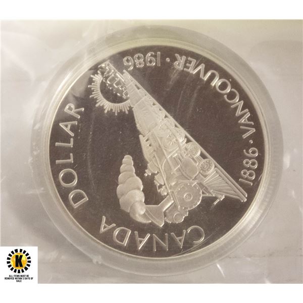 1986 SILVER COMMEMORATIVE CANADA $1 PROOF COIN