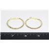 NEW GOLD TONE RHINESTONE HOOP EARRINGS