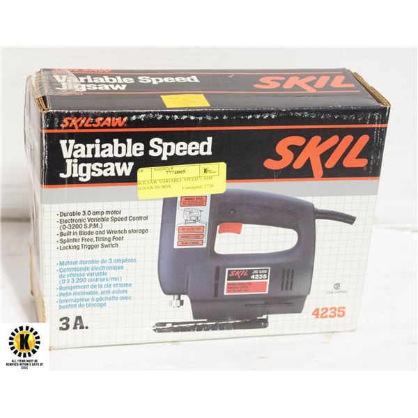 SKILSAW VARIABLE SPEED 3 AMP JIGSAW IN BOX