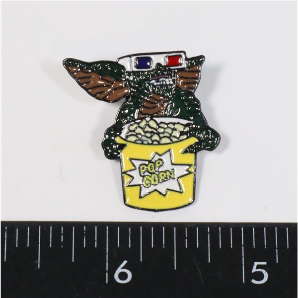 NEW GREMLIN EATING POPCORN THEME LAPEL PIN