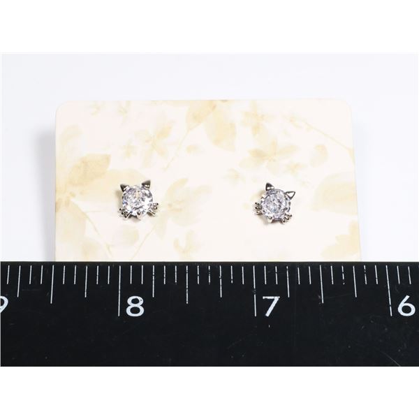 NEW RHINESTONE CAT STUD EARRINGS