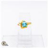 Image 1 : 18K YELLOW GOLD DIAMOND BLUE TOPAZ RING SIZE 6.5