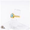 Image 2 : 18K YELLOW GOLD DIAMOND BLUE TOPAZ RING SIZE 6.5