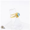 Image 3 : 18K YELLOW GOLD DIAMOND BLUE TOPAZ RING SIZE 6.5