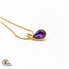 Image 1 : 18K YELLOW GOLD DIAMOND & AMETHYST PENDANT (1.7G)