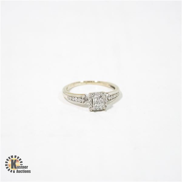 10K WHITE GOLD DIAMOND ENGAGEMENT RING SIZE 6