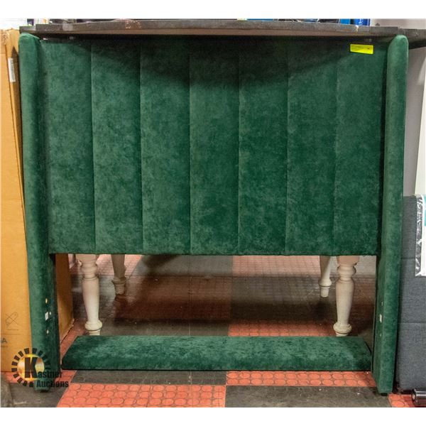 NEW SINGLE SZ GREEN VELVET PLUSH BEDSET HEADBOARD