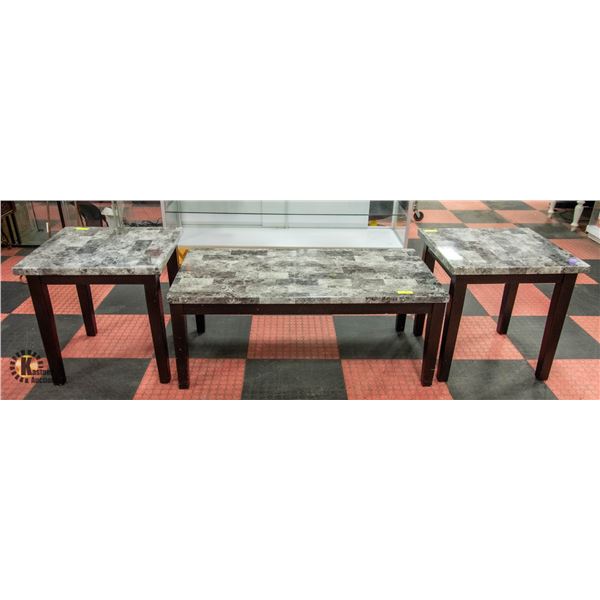 3-PIECE COFFEE TABLE SET - BLACK AND GREY