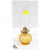 Image 1 : ANTIQUE 13.5"T AMBER GLASS BASE OIL LAMP