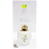 17.5"T WHITE FLORAL OIL LAMP