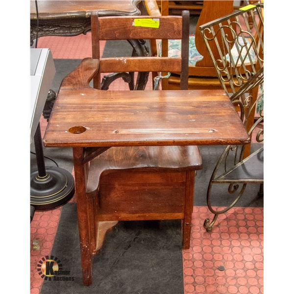 ANTIQUE WOODEN KIDS SCHOOL DESK