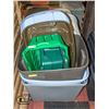 STORAGE TOTES- LOT OF 5 ASSORTED W/LIDS