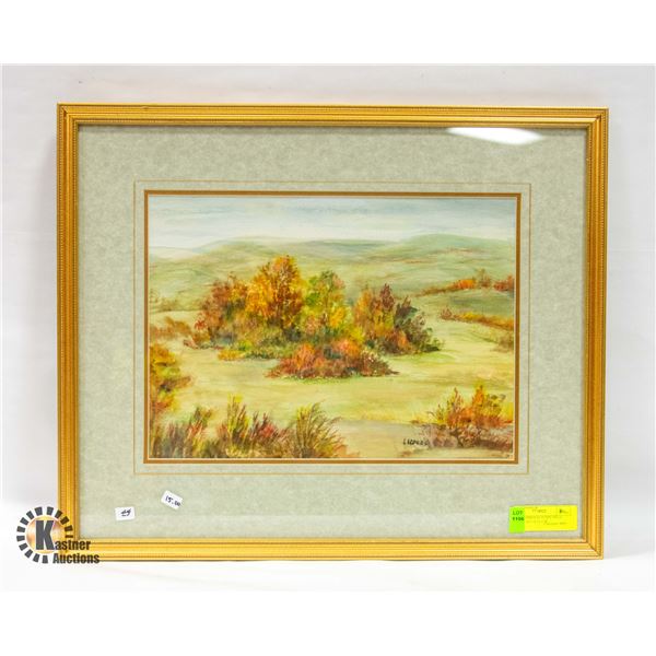 GOLD TONED FRAMED AUTUMN FIELD 18 T X 21.5 W