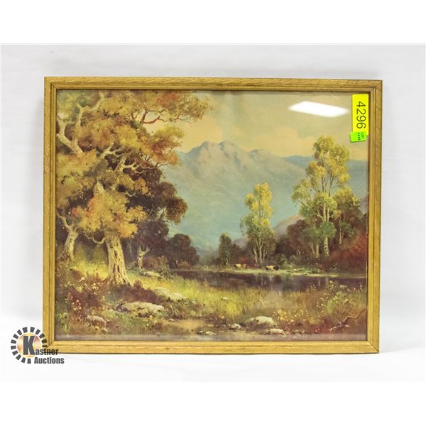 GOLD TONED FRAMED VINTAGE PICTURE