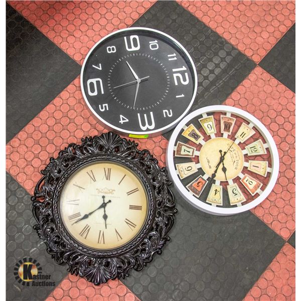 3 WALL CLOCKS