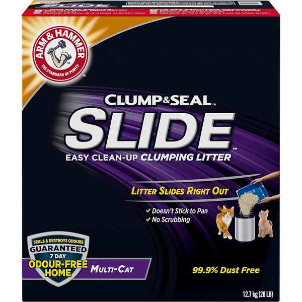 NEW 28LBS BOX OF ARM & HAMMER CLUMP & SEAL SLIDE