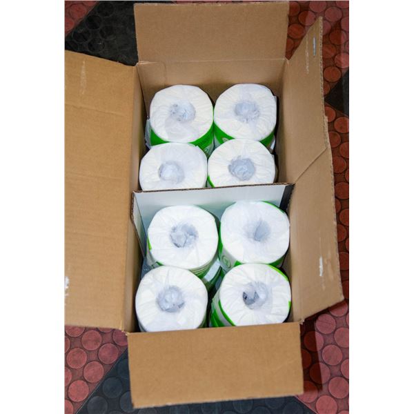 BOX OF TOILET PAPER ROLLS