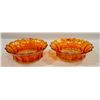 Image 1 : 2 ORANGE CARNIVAL GLASS CANDY BOWLS