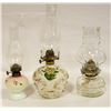 Image 1 : LOT OF 3 VARIOUS ANTIQUE OIL LAMPS