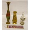 Image 1 : VINTAGE BRASS VASES, MINI HAND WOVEN CARPET +