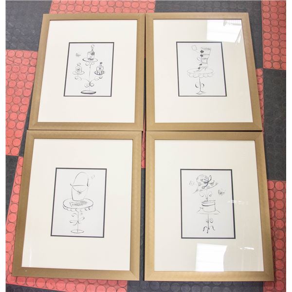 4 FRAMED PICTURES 22" X 18"