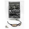 12 PAIR OF BLACK WITH COPPER LENS SPORT SUNGLASSES