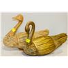 2 DECORATIVE STRAW BIRDS; SWAN & DUCK