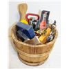 Image 1 : WOODEN BUCKET FULL OF BOTTLE OPENERS