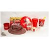 Image 1 : BOX OF COCA COLA COLLECTIBLES; HAT/ CUPS/ FRISBEE