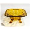 AMBER FOOTED CARNIVAL GLASS TYPE DECORATIVE BOWL