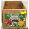 Image 1 : WOOD APPLE CRATE WITH BLUE GROUSE MOTIF FROM