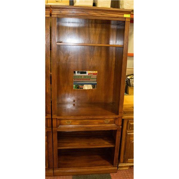 WOOD BOOKCASE, OPEN AT THE TOP AND