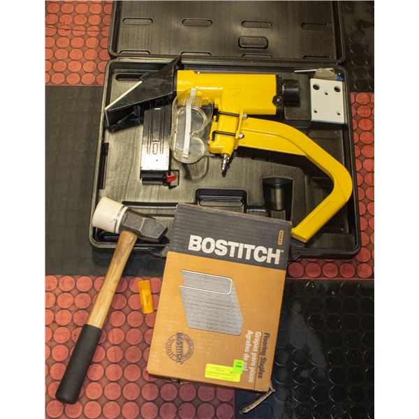 HARDWOOD NAILER WITH MALLET & BOX OF NAILS