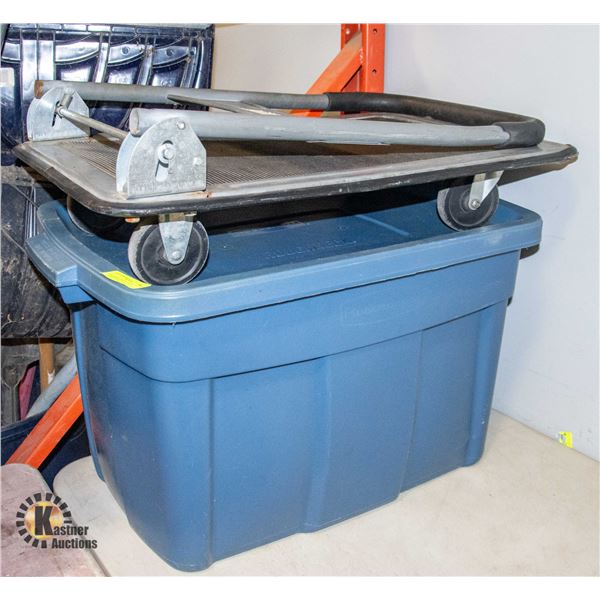 HAND DOLLY SOLD WITH LARGE LIDDED STORAGE TOTE