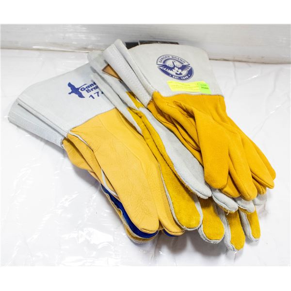 4 NEW PAIRS WELDING GLOVES - GANDER BRAND AND